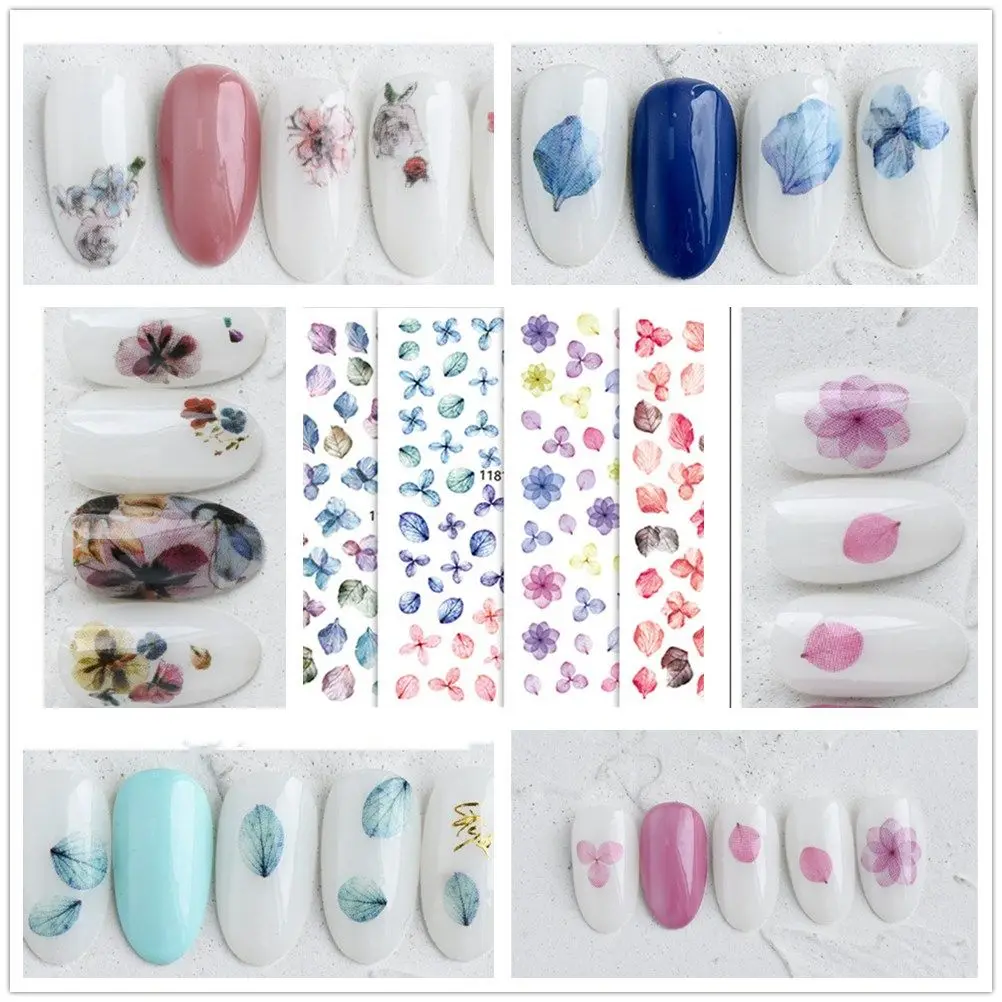 

Women Girls Summer Autumn DIY Accessories Manicures Flower Leaves Self-adhesive Decal Nail Art Stickers