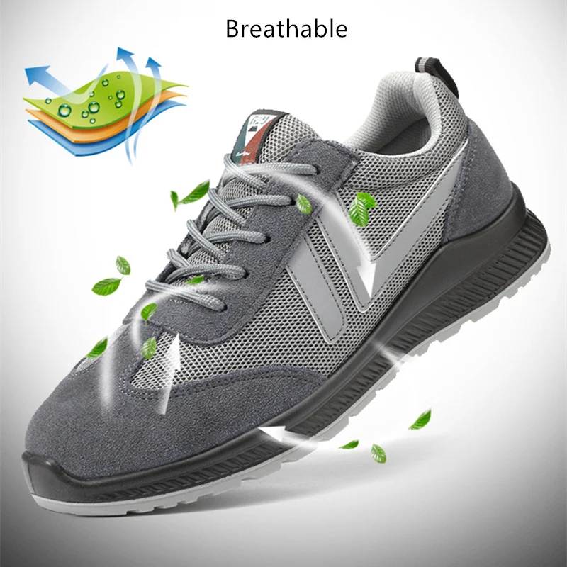 

Lightweight Men Safety Work Shoes with Steel Toe Cap Puncture-Proof Indestructible Work Footwear Breathable 6KV Insulation Boots