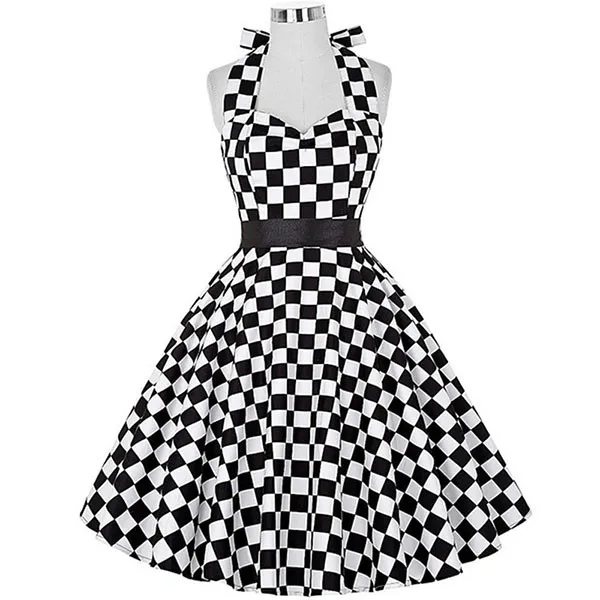 B06 Женское черно-белое платье в горошек большие качели Vestidos ретро халат повседневное выпускное вечернее платье рокабилли 50s 60s Pinup винтажные платья - Цвет: B06