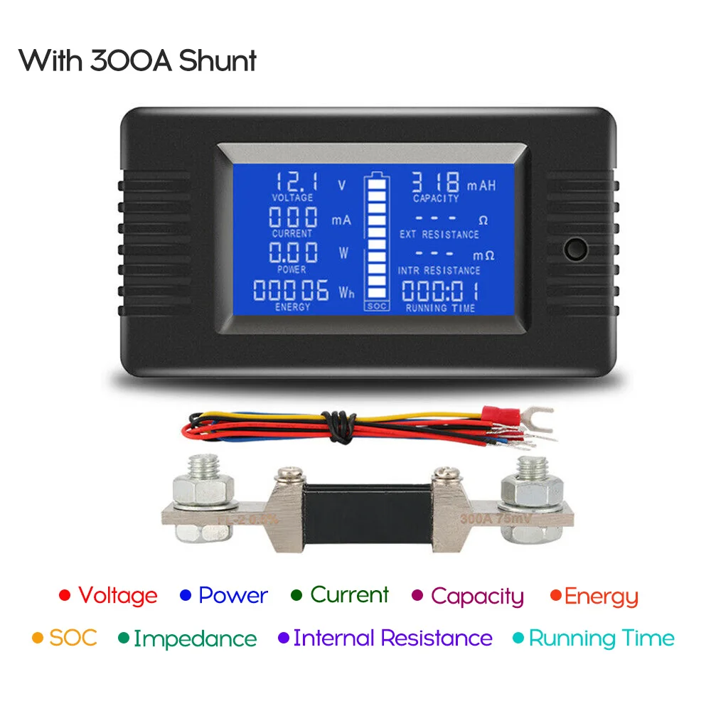 

360 Degrees Power Meter Multimeter Ammeter LCD Display Digital Current Meter Voltage Solar Voltmeter Battery Monitor