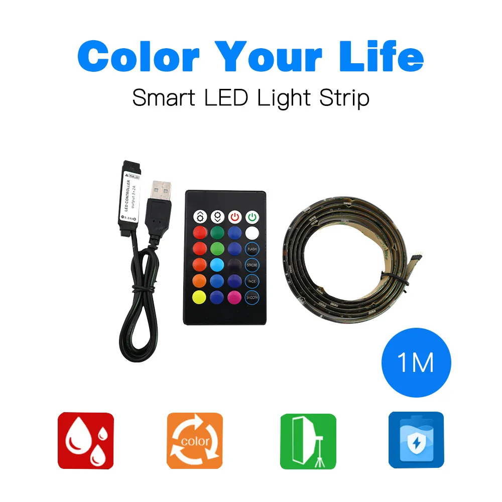 Светодиодная лента SMD5050 RGB 5 В водонепроницаемая для подсветильник Ки телевизора