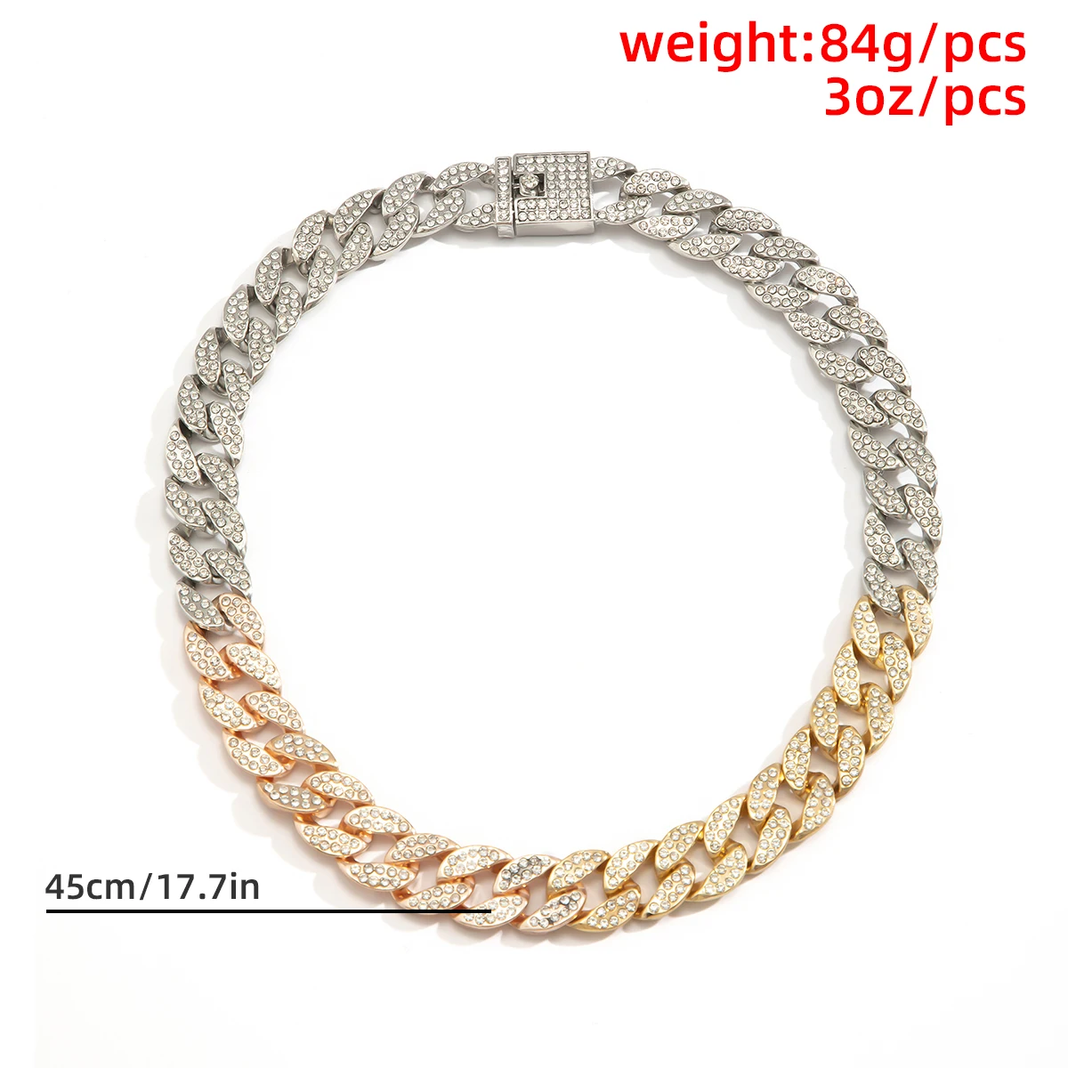 

Salircon Punk Crystal Miami Cuban Chain Necklace for Women Men Kpop Mixed Color Rhinestone Chunky Choker Necklace Jewelry Gift