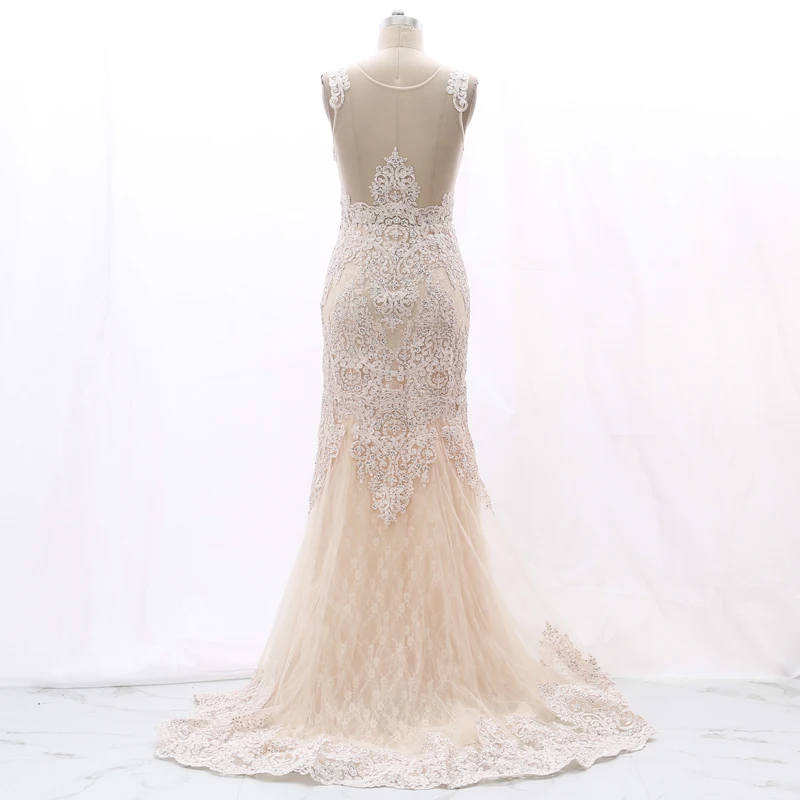 Stock Clean Prom Dress Pink Champange Evening Gown Small size France Lace Gown 210225-012