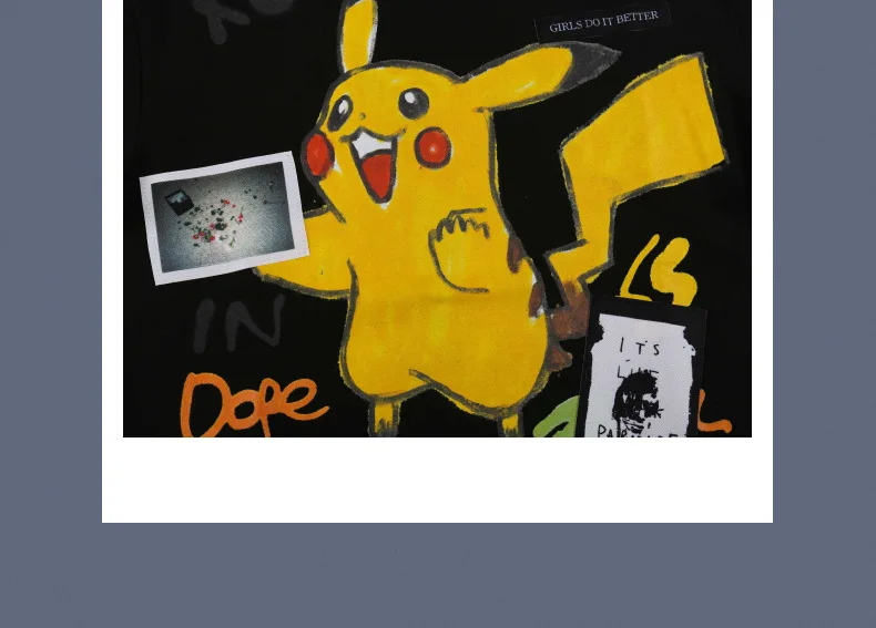 

Anime T Shirt Cartoon Pikachu Printed Dyed Loose Top Tees Men's T-Shirt Pokemon Men Clothing Kawaii Oversized T Shirts