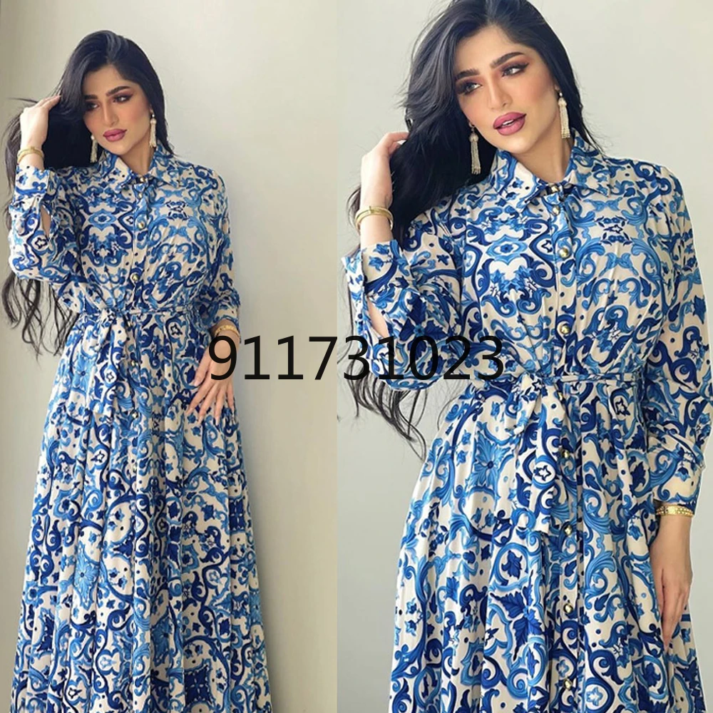 Floral Abaya Turkish Kimono 2022 Dubai Women Long Sleeve Shirt Dresses Muslim Fashion Evening Gowns Turkish Ladies Boho Dress