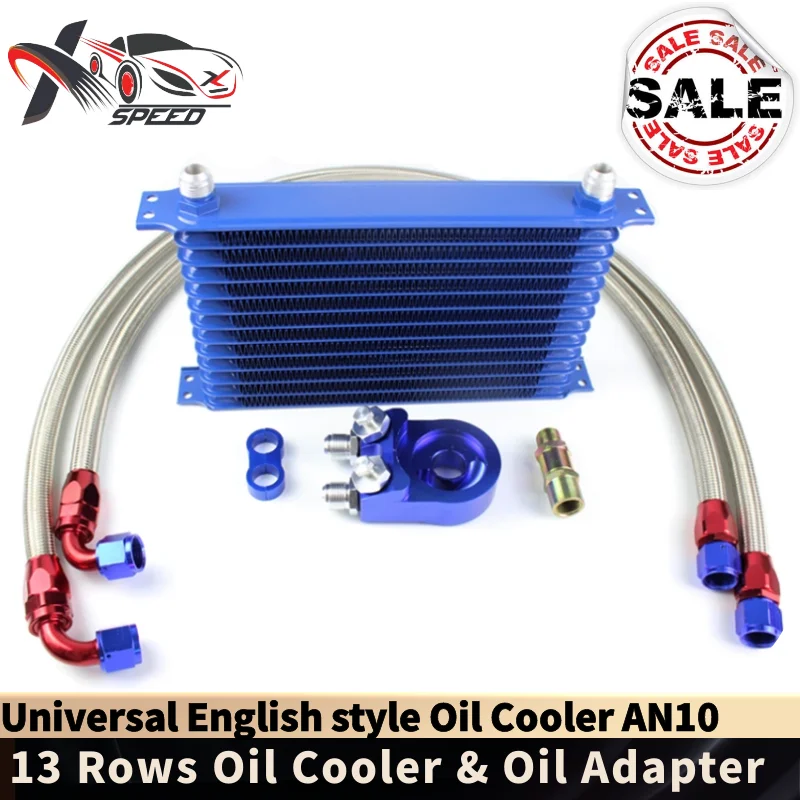

Universal 13 row oil cooler AN10 13 rows engine radiator + Sandwich Oil filter Adapter kit XXTOL13-5BK/BL