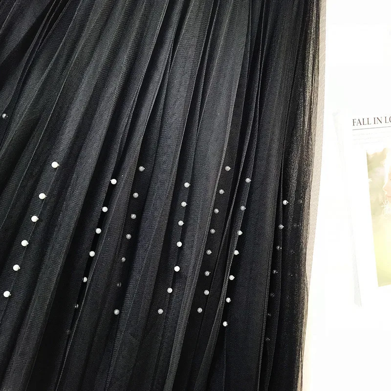 Весенняя черно-белая Тюлевая юбка эластичная высокая талия Женская феи