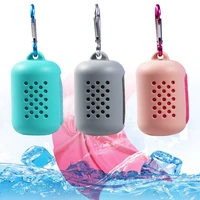 portable outdoor travel fitness running sweat towel for gym swimming yoga exercise solid color cold washcloth silicone bag