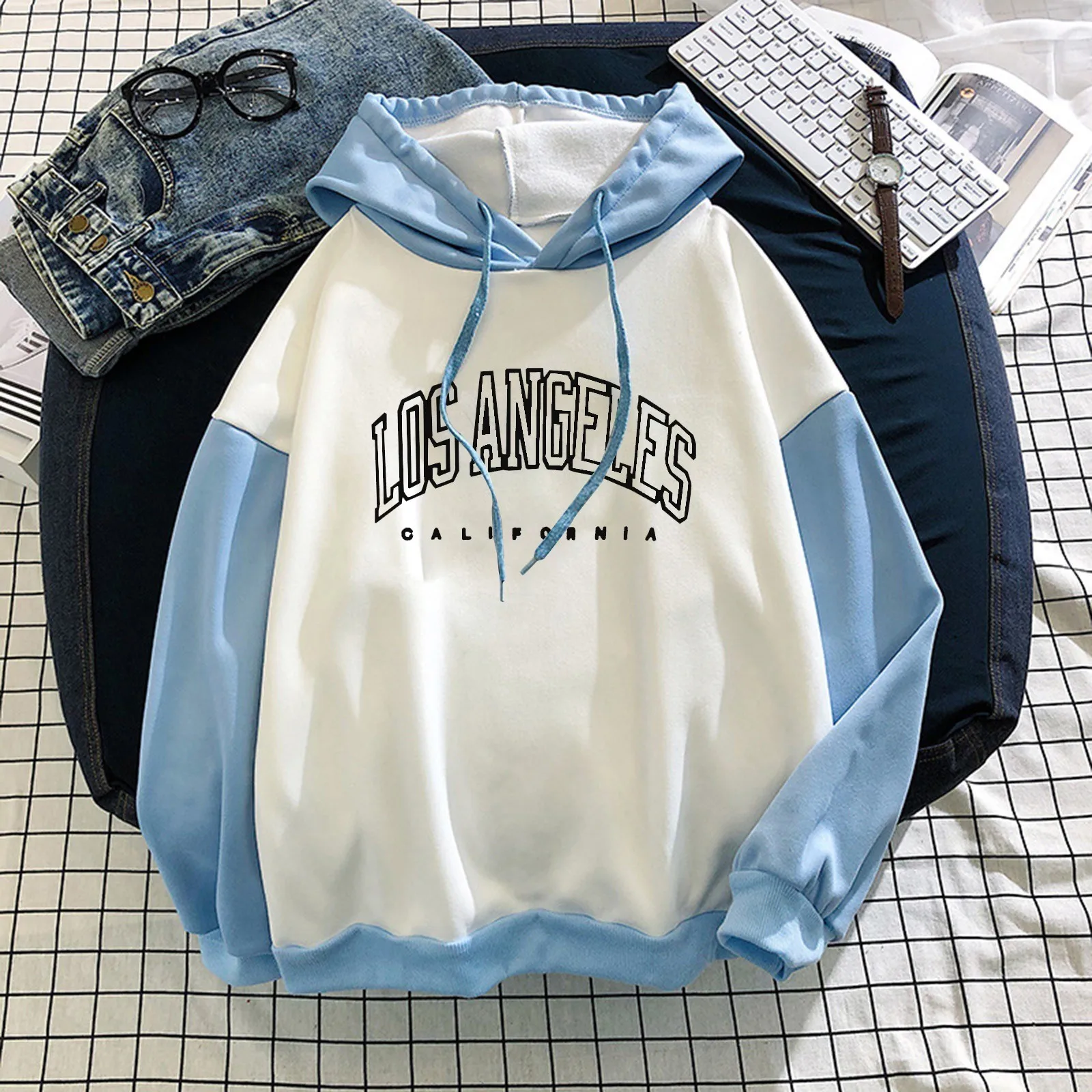 

Толстовка женская с капюшоном и надписью, повседневный Свободный свитшот с прострочкой, бархатный пуловер, большие размеры