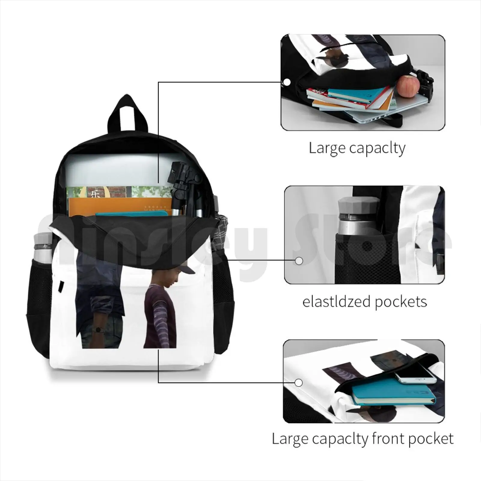 Наружный походный рюкзак с изображением лица и другой стороны водонепроницаемый