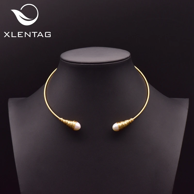 XlentAg натуральные пресноводные барокко жемчужные Чокеры ожерелье для женщин