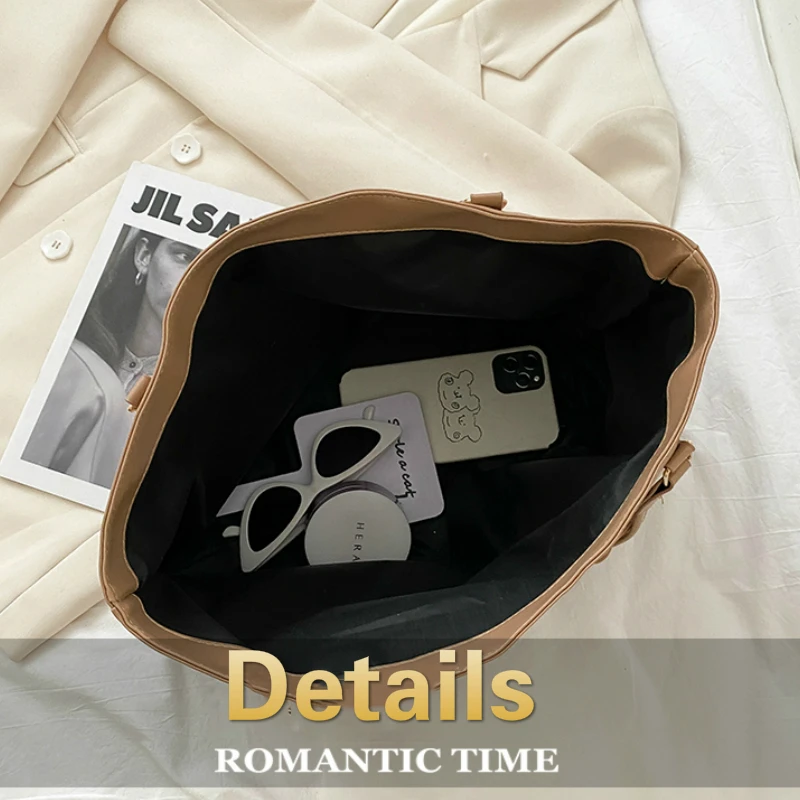 

Shoulder Bags Simple PU Large Luxury Bag Underarm Autumn New Large Capacity Elegant Shopping Bag Tote Fashion Harajuku Ins Retro