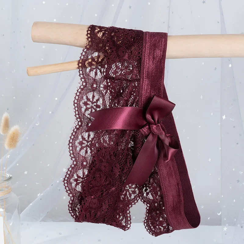 

New Sexy Lace String Transparent Panties Women Back Bow Cute Thong Female Seamless G String T-back Fashion Ladies Tangas