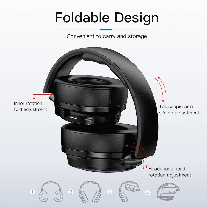 

AWEI Budget Bluetooth V5.0 Gaming Headphone Wired Wireless Stereo Handsfree Headset AAC Noise Cancelling with Mic Support TFcard