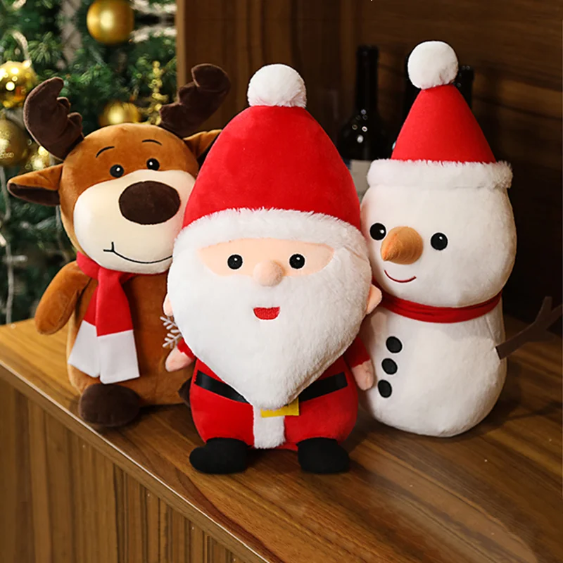 

Рождественская серия, милая плюшевая игрушка 25-50 см, Санта-Клаус, снеговик, лось, милая мягкая кукла, праздничное украшение, подарки для дете...