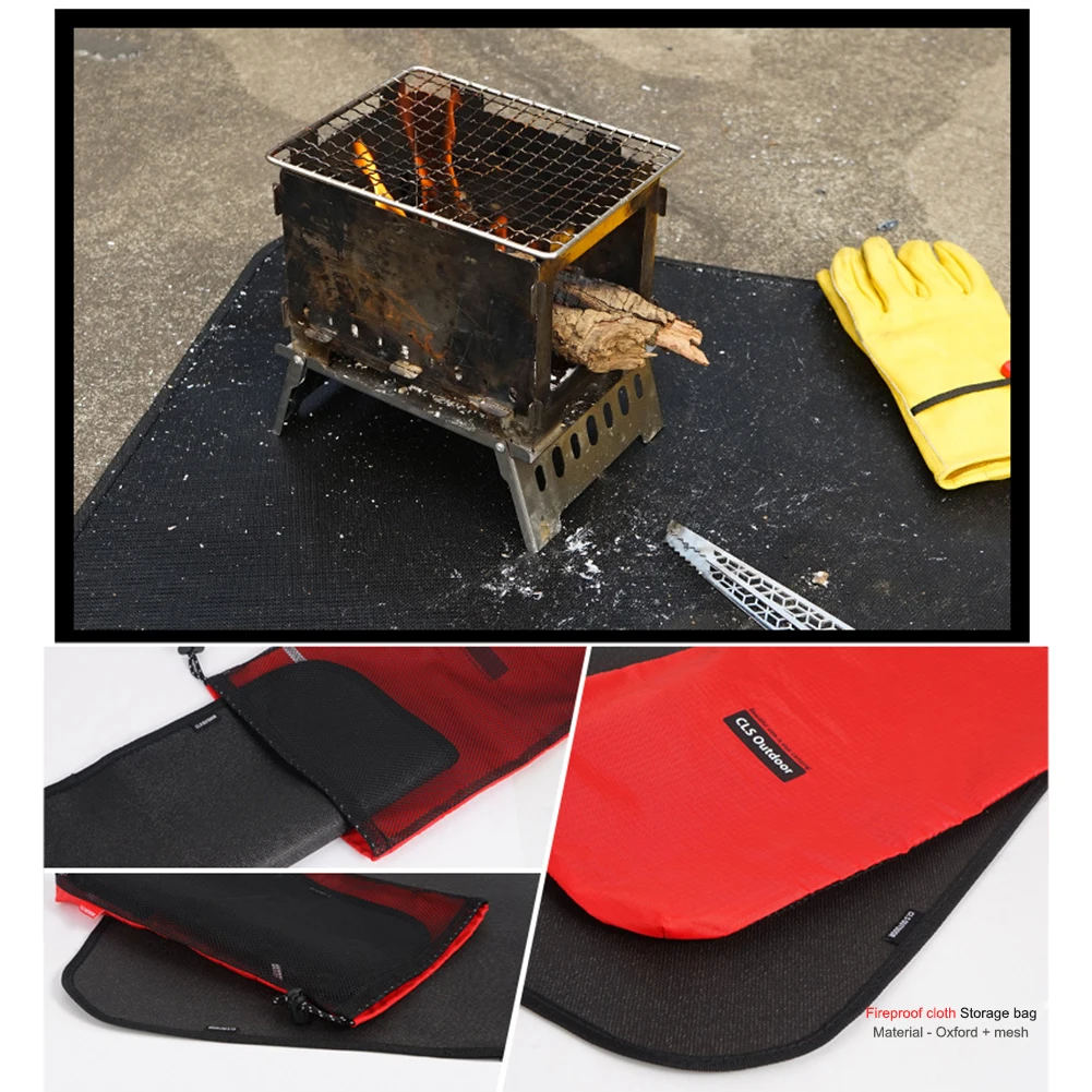 

Camping Fireproof Grill Mat Cloth Flame Retardant Ember Mat Blanket Heat Insulation Pad for Outdoors Picnic Barbecue