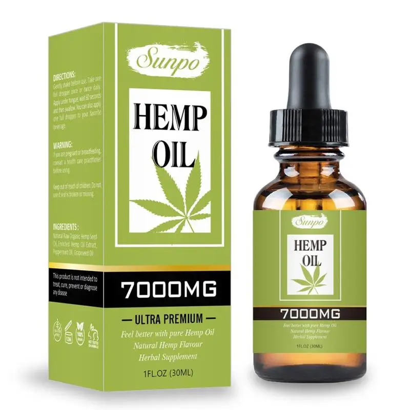 30ml 7000mg Hemp Seed Oil Hemp Herbal Drops Massage Body Relieve Stress Oil Skin Care Help Sleep CBD Organic Essential Oil