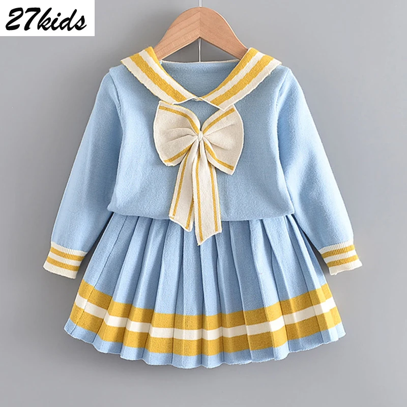 Детское трикотажное платье-пачка с бантом на осень/зиму | Детская одежда и обувь