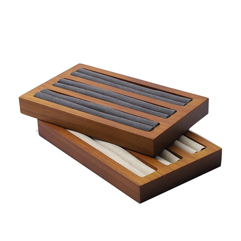 

2Pcs Fashion Jewelry Plate Ring Display Plate Solid Wood Earrings Shelf Jewelry Storage Rack Jewelry Display Props