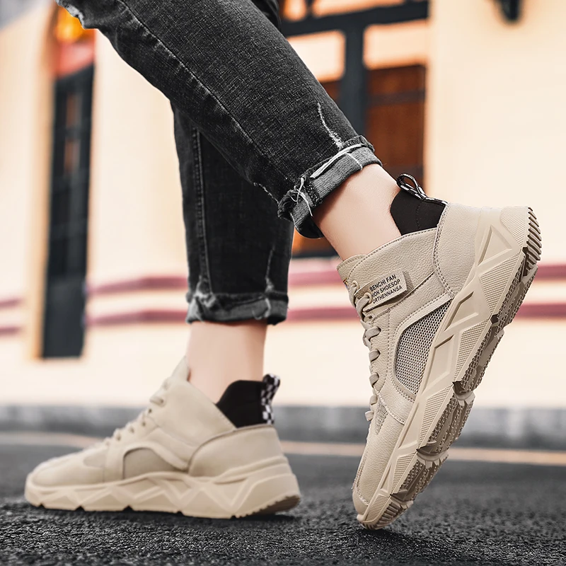 

2020 Fashion Spring Medium Cut Men Running Shoes Breathable Outdoors Sports Shoes Lightweight Comfortable Athletic Male Sneakers
