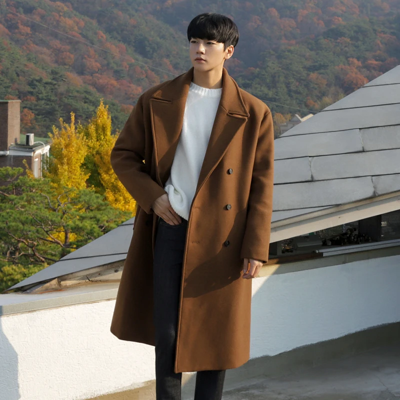 IEFB/Мужская одежда шерстяное пальто средней длины мужское осенне-зимнее плотное