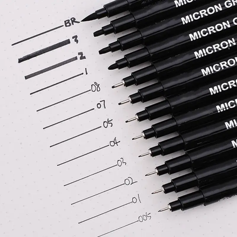 

Black Micron Pen Hook Liner Neelde Sketch Markers Drawing Waterproof Painting Handwriting Pen