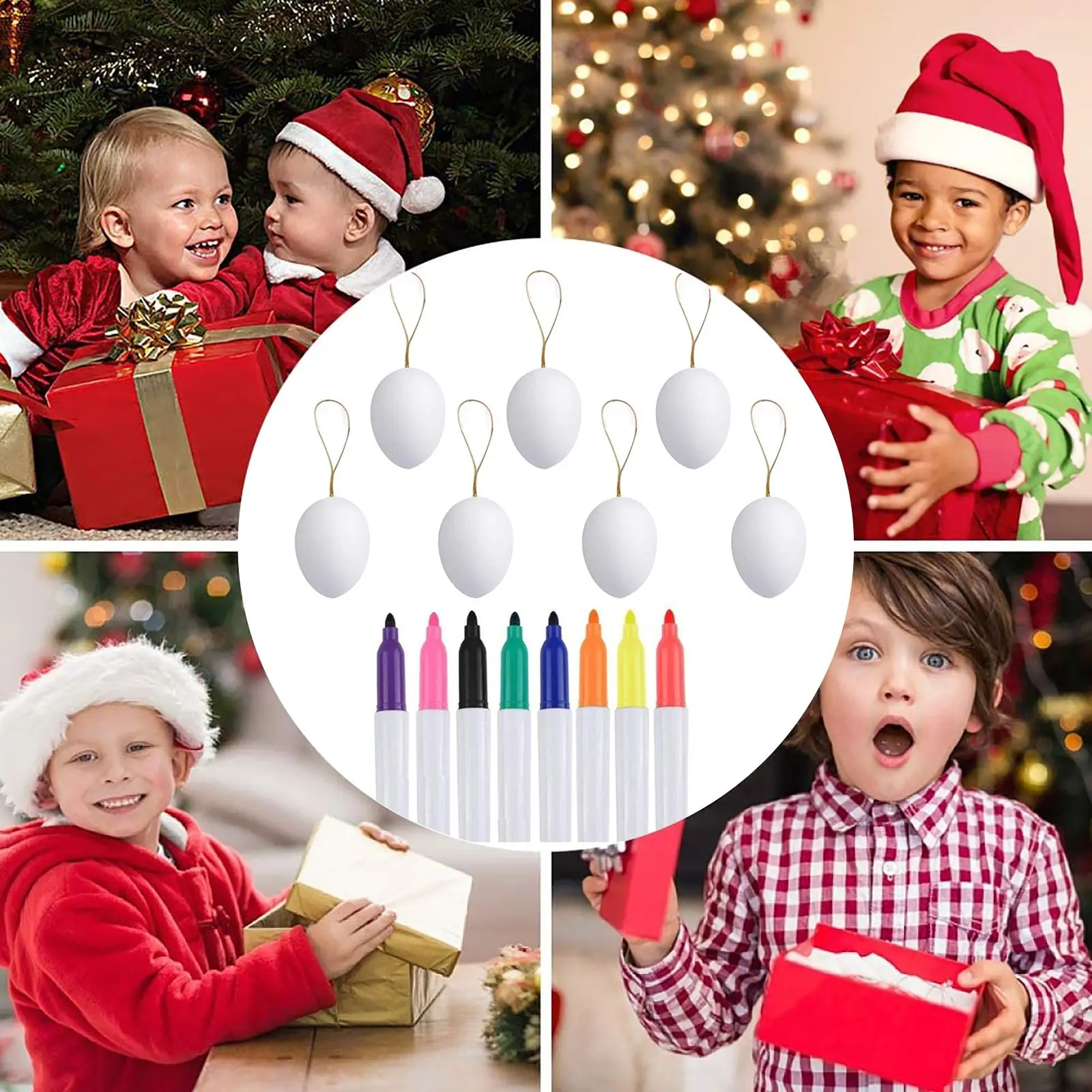 

50PCS Kids Easter Handmade DIY Painting Egg Accessories White Plastic Egg Easter Party Supplies Favors Wedding Decorations Gifts