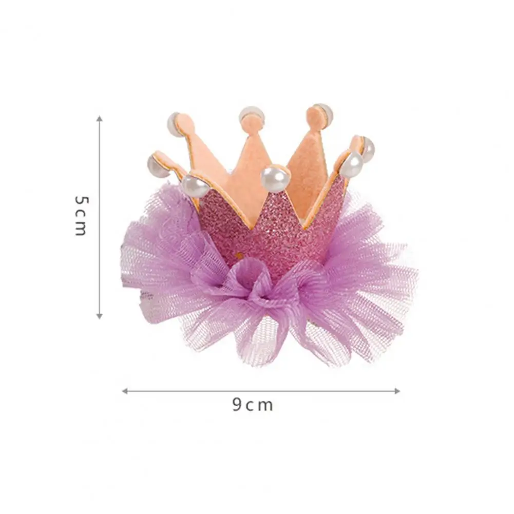 

Cute Creative Pet Crown Decor Delicate Anti-fall Pet Headgear Princess Dog Hairpin Cats Dog Birthday Party Clothes Decor