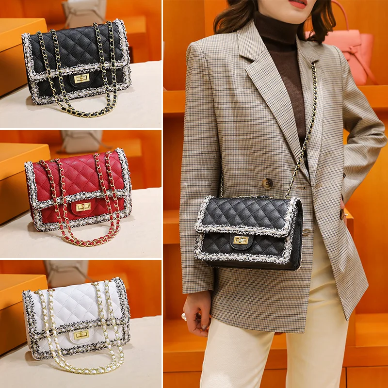 

Classic Lattice Pattern Crossbody Bag for Women 2021 New Fasion Single Shoulder Messenger Chain Bags Luxury Designer Purse Cc Gg