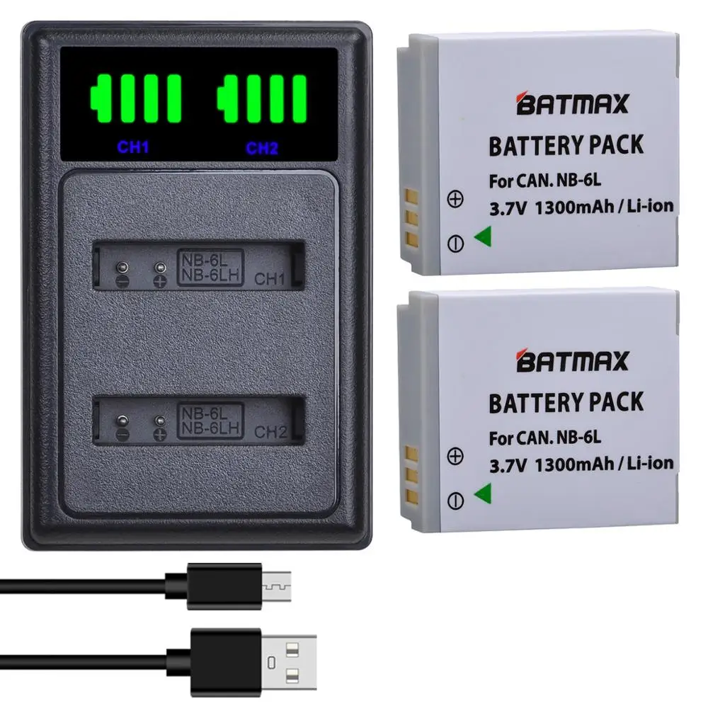 Аккумуляторная батарея Batmax NB 6L NB6L + новое двойное зарядное устройство USB со