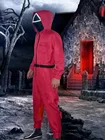 Костюм для косплея игра кальмар красный комбинезон + пояс унисекс для мужчин цельный костюм одежда Женский Косплей Костюм Хэллоуин