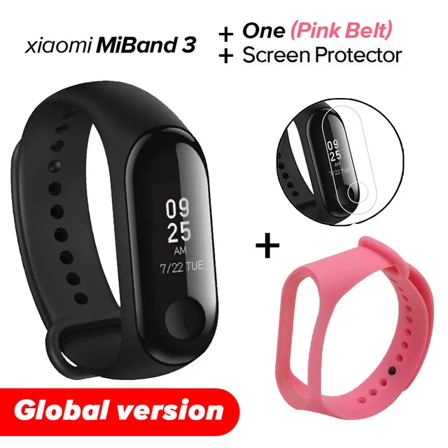 Global Pink N Film Xiao mi Band 3 mi band 3 фитнес-трекер пульсометр 0,78 ''OLED дисплей Bluetooth 4,2 для Android IOS - Цвет: Global Pink N Film