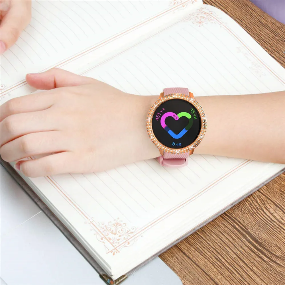 Fashion Two Rows Diamond PC Bumper for Samsung Galaxy Watch 5 4 Active 2 Case 40mm 44mm Women Bling Cover Thin Frame Accessories