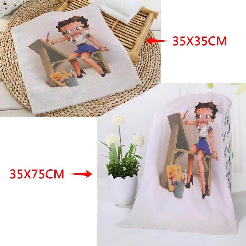 Новое поступление на заказ Betty Boop полотенце для лица с рисунком из микрофибры квадратные прямоугольные полотенца Размер 35x35 см 35x75 см - Цвет: 3
