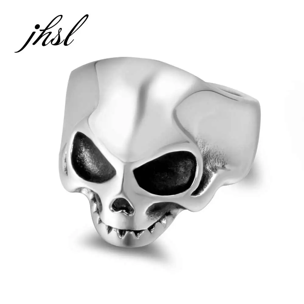 

JHSL Men Rings Big Large Punk Skull Skeleton Stainless Steel Fashion Jewelry Cocktail Party Gift Size 7 8 9 10 11 12