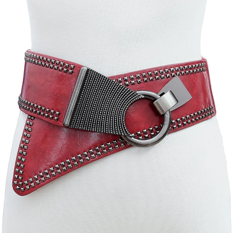 

Women's Waist Belts Plus Size 25"-70" Dresses leather Elastic Stretch Cinch Belt with Fashion Metal Interlock Belt Buckle