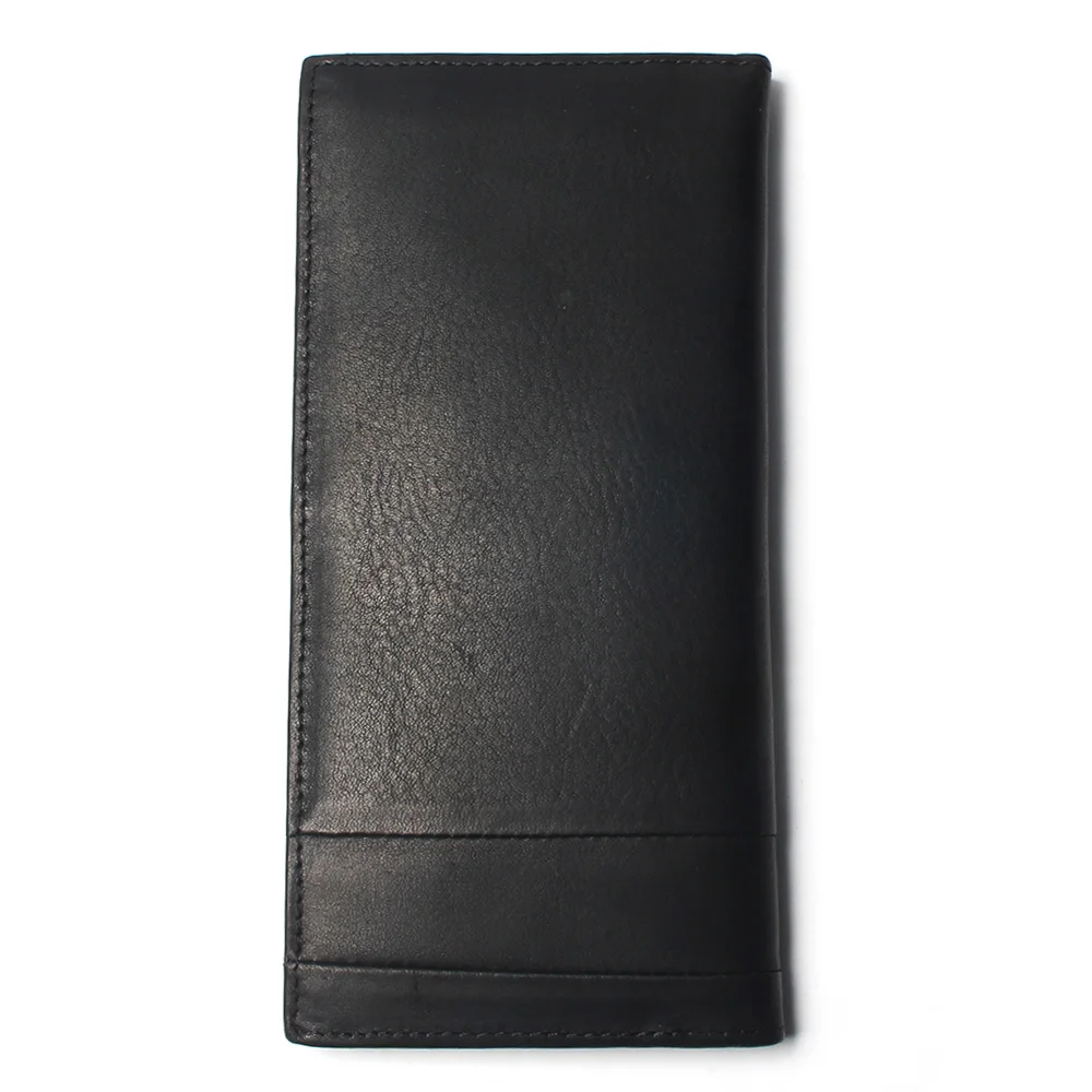 Мужской черный кошелек из 100% натуральной кожи с несколькими прострочками