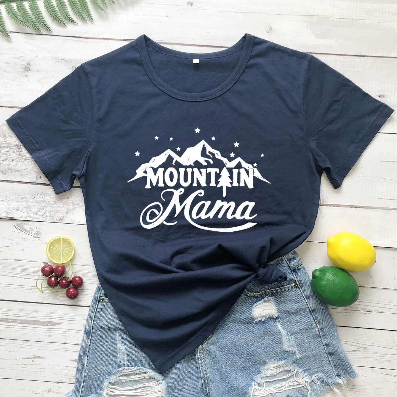 

100% Cotton Women T Shirt Mountain Mama Printed Tshirt Ladies Short Sleeve Tee Shirt Women Female Tops Clothes Camisetas Mujer