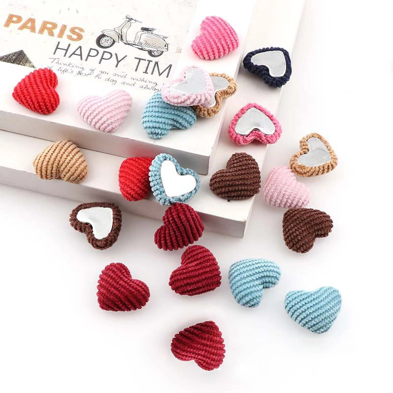 

20Pcs Color Flannelette Hearts Buttons Ornaments DIY Craft Supplies Earrings Jewelry Making Material Accessories Sewing Notions