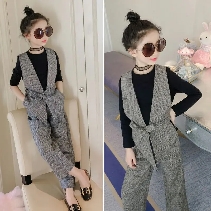 

Комплект одежды для девочек-подростков, клетчатая футболка и штаны, 3 предмета, на возраст 12-14 лет, весна 2021