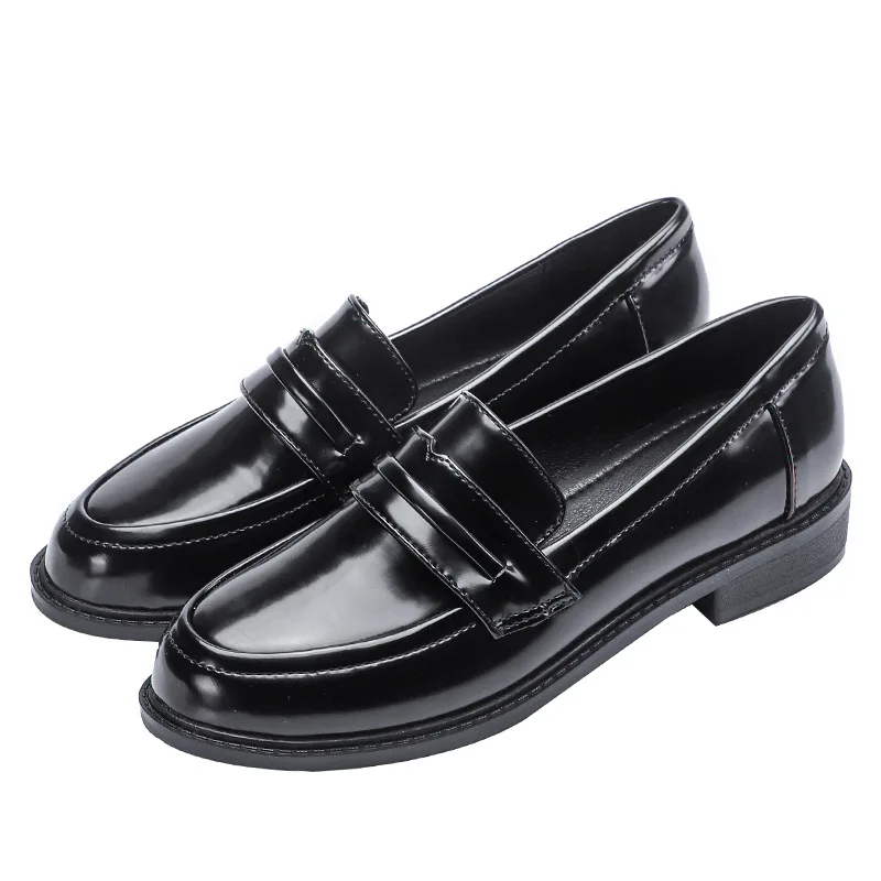 

Real Oxford Shoes Women Brown Leather Flats British Girls Street Shoes Ladies Derby Shoes College Loafers Women Solid Moccasins