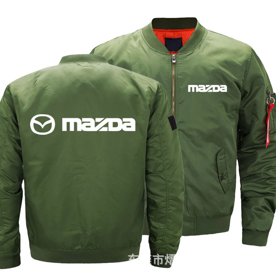 

HigH Quality Black Mens Mazda Fly Pilot jacket Warm Car Logo Print Sweatshirt Hip Hop Male Clothing jacket Size S-4XL gh8
