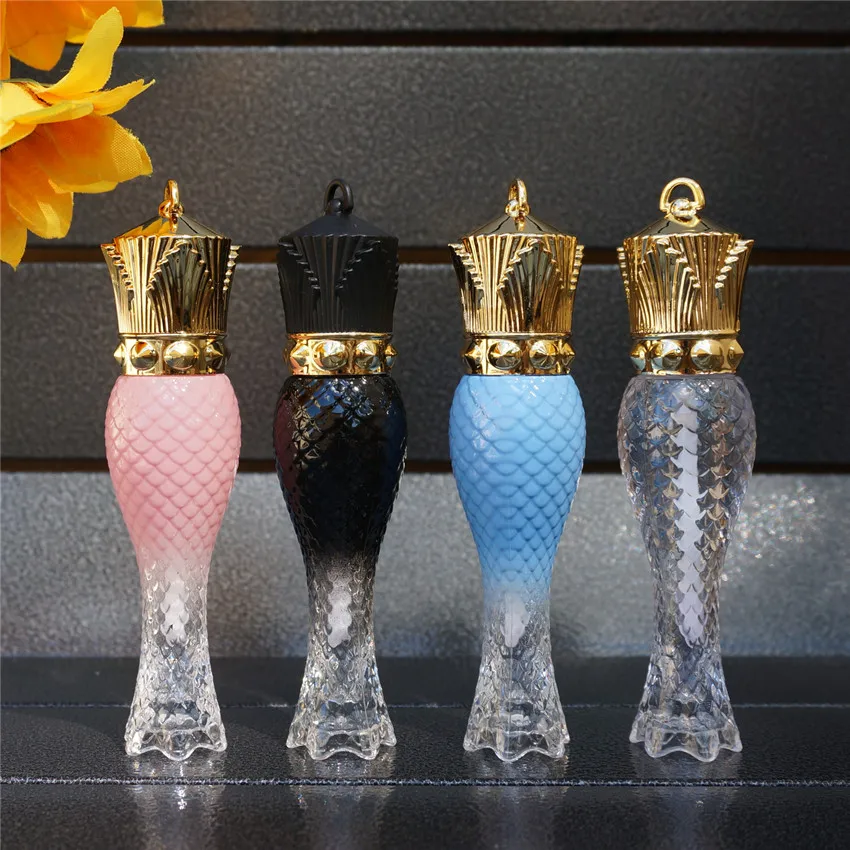 

10/30/50pcs Empty Blue Crown Mermaid Lip Bottle Clear Cosmetic Containers Travel Portable Transparent Bottle Brush