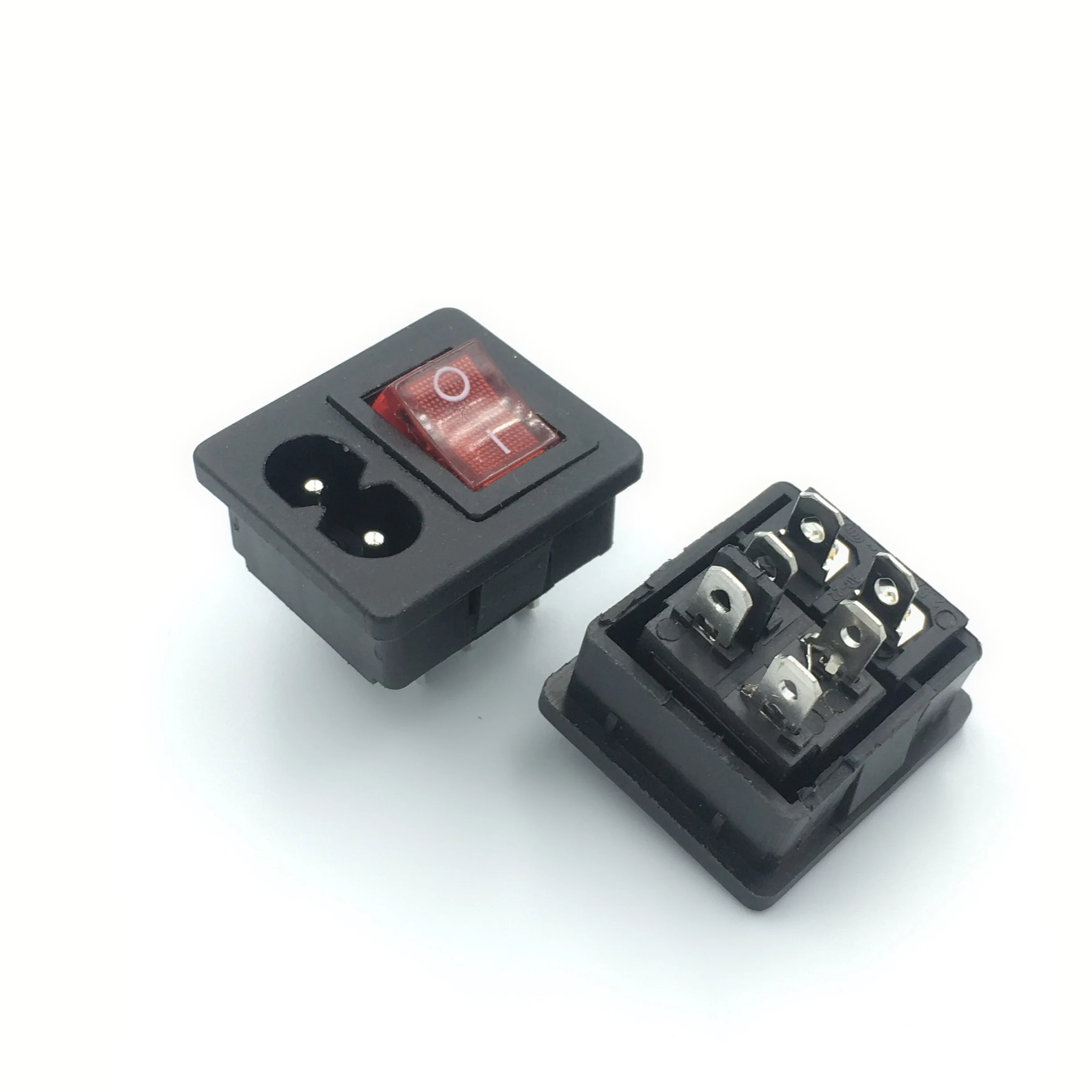 2 шт. IEC320 C8 шнур питания Входная розетка ВКЛ-ВЫКЛ красный переключатель света 250 в