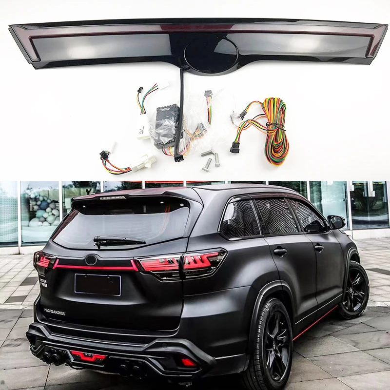 

Новая модификация через светильник для Highlander 15-19, задний фонарь Highlander, задний фонарь багажника, светодиодные лампы