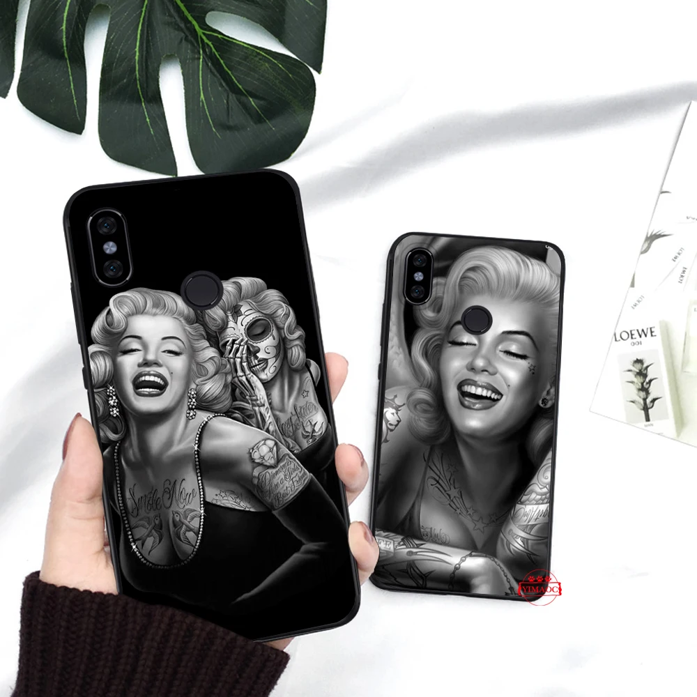 Мэрилин Монро татуировки Силиконовые случай для Redmi Примечание 4X5 Pro 6 5A Prime 7 8 |
