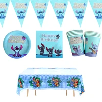 51pcslot stitch theme happy birthday party flags plates napkins decorations cups hanging banner boys kids favors tablecloth