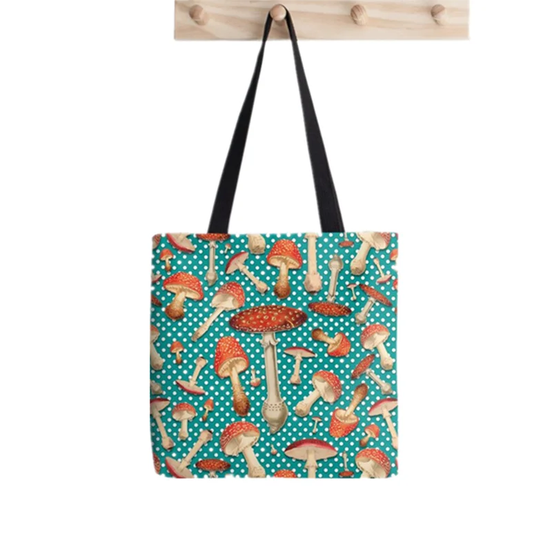 

Женская агарическая милая сумка с принтом в горошек, Холщовая Сумка для шоппинга в стиле Харадзюку, женская сумка-тоут