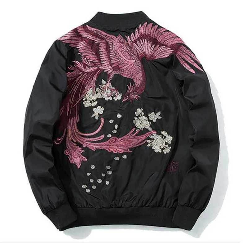 Весенняя куртка-бомбер для мужчин и женщин бейсбольная куртка с вышивкой птиц