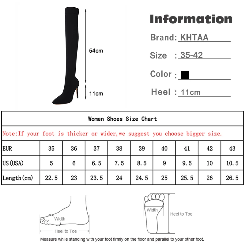 

Women Supper High Heels Over The Knee Boots Women's Stretch Knitting Sock Boots Ladies Autumn Pointed Toe Slip On Female Shoes